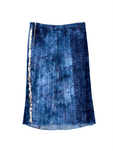Recycled denim skirt, blue stripe