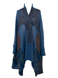 Teppapeysa|Blanket sweater, blá•brún | blue•brown